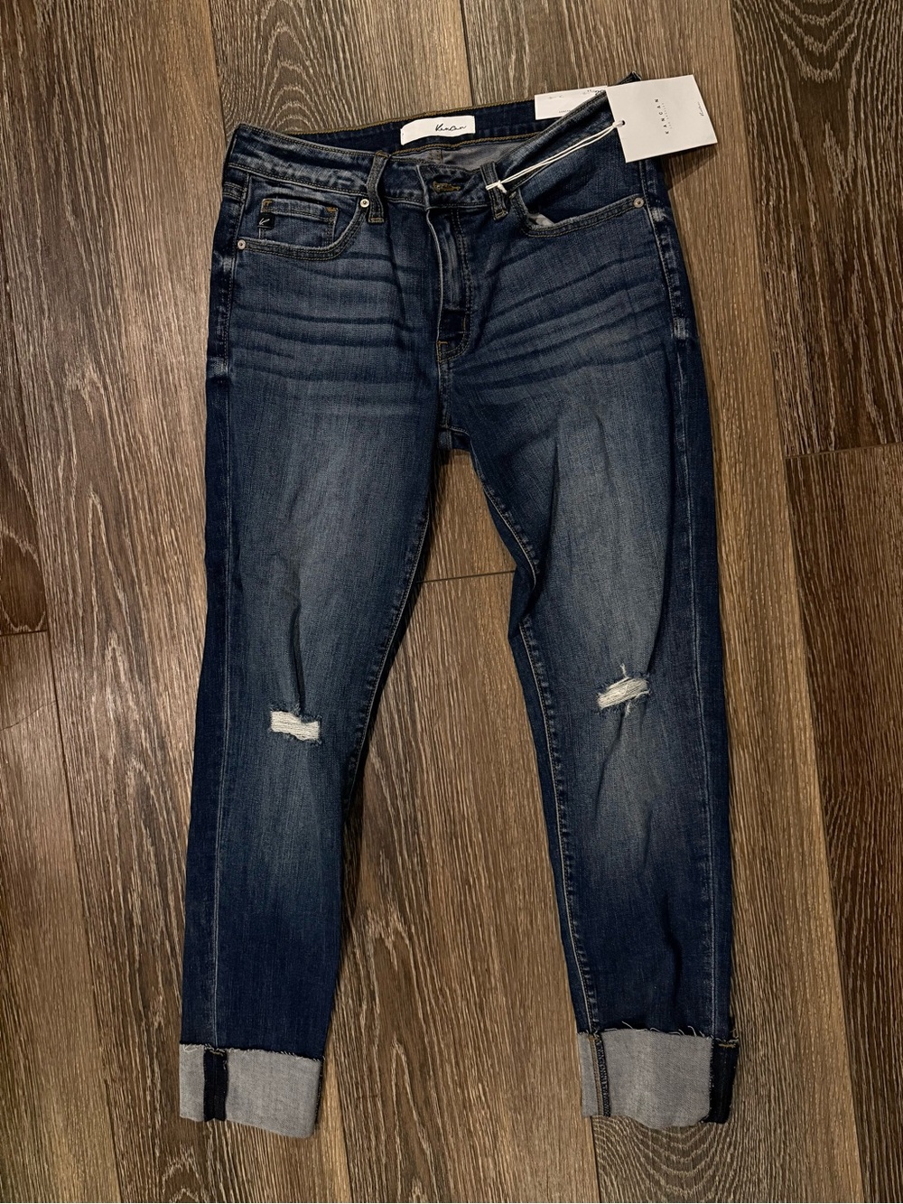 KanCan Dark Blue Distressed Boyfriend Jeans